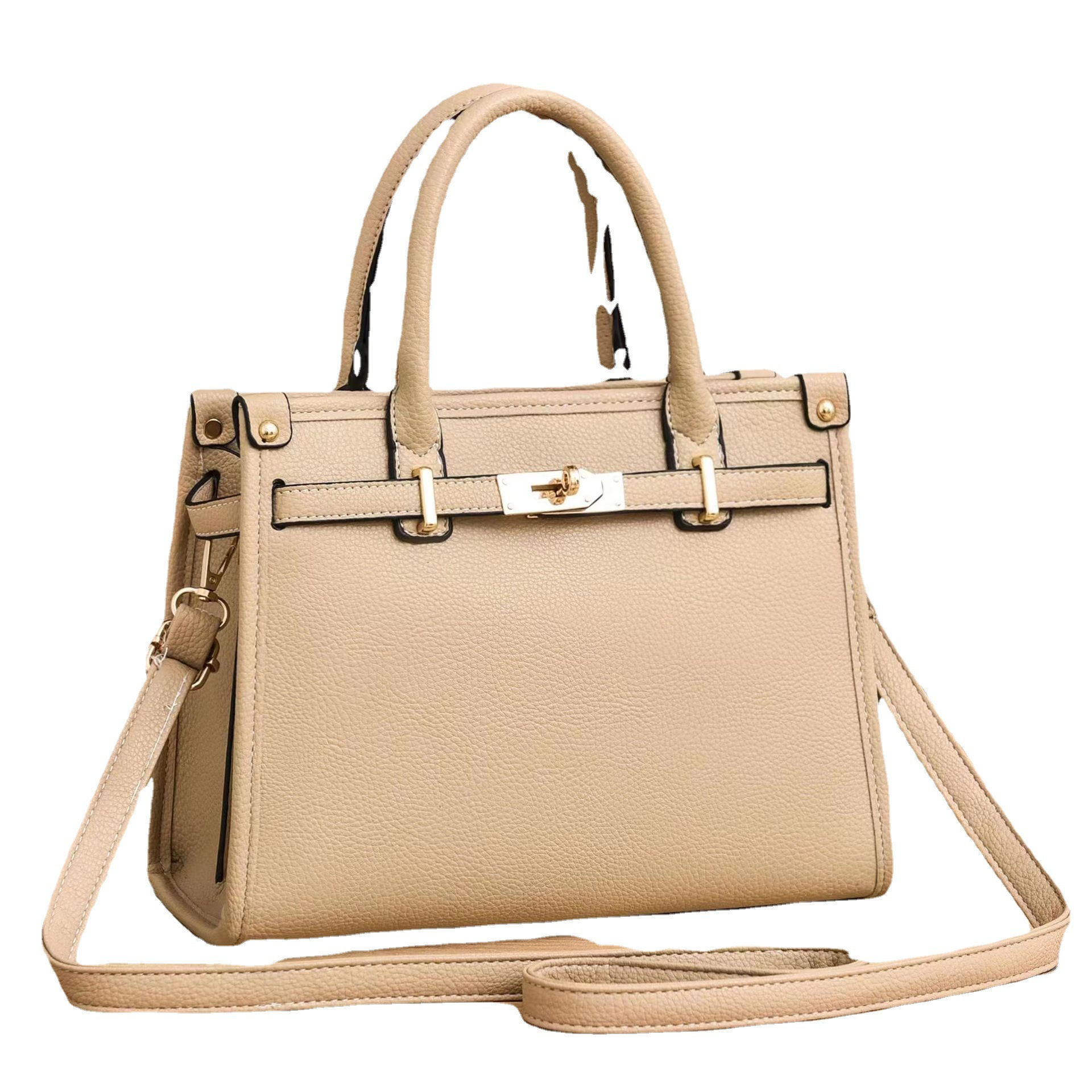 The new solid-color large-capacity Kelly bag is a fashionable and simple single-shoulder crossbody handbag from Europe and America Item Picture
