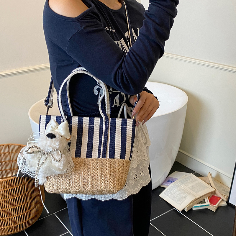 Seaside beach vacation hand-woven bag for women 2025 Summer New fashion bucket bag, trendy single-shoulder crossbody bag Specification drawing