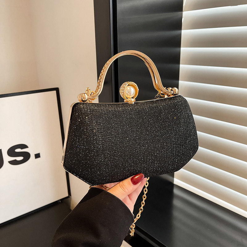 Cross-border European and American fashion dinner chain crossbody bag, high-quality women's bag, shiny single-shoulder crossbody bag, cross-border trend full figure