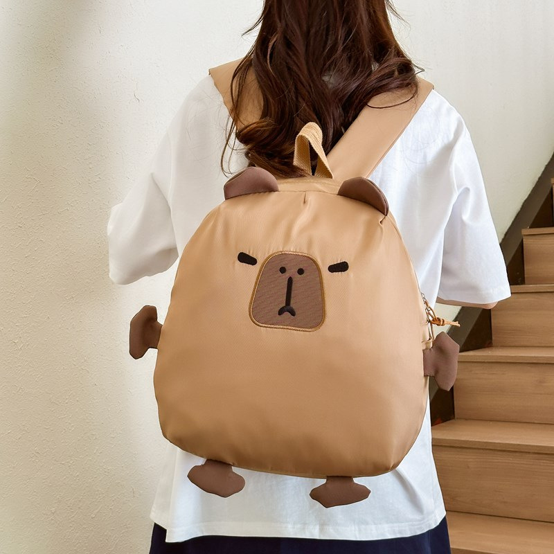 New Korean-style fashionable and cute backpack 2024, cartoon personality and creative schoolbag, large-capacity doll capybara backpack Specification drawing