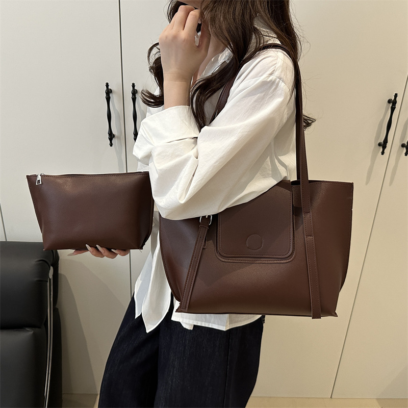 Large-capacity women's 2025 summer new style quality women's bag, simple and retro handbag, single-shoulder commuting tote bag Specification drawing