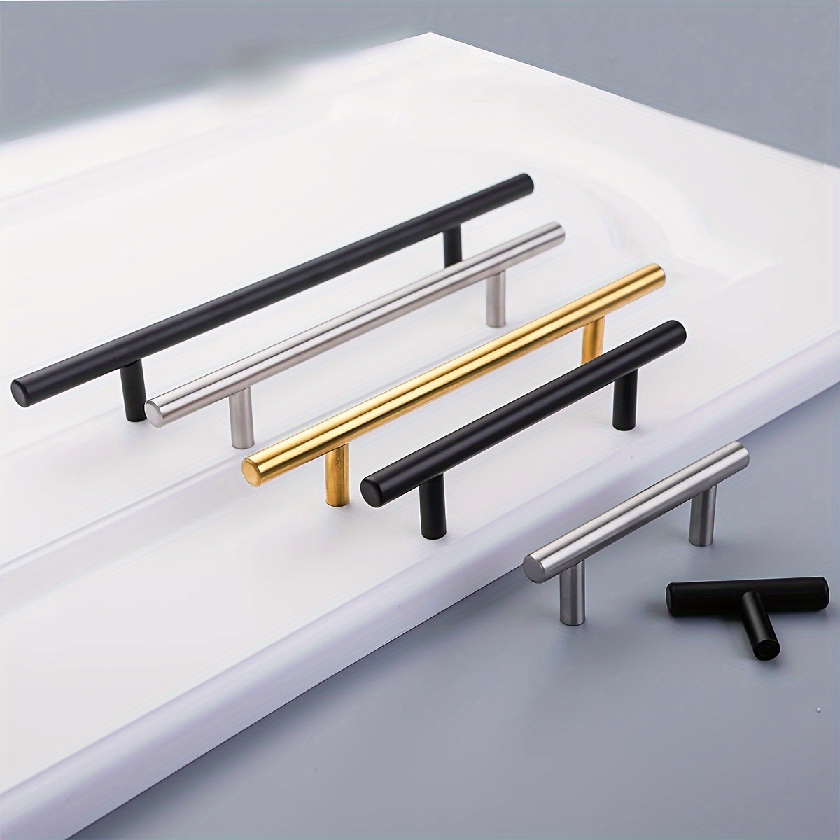 Golden T-shaped handle, wardrobe, cabinet, stainless steel hollow handle, drawer, hardware cabinet door, long handle, door and window handle details Picture