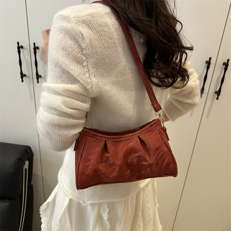 Cross-border trendy pleated women's bag 2025 Summer New style fashionable women's phone bag, single-shoulder crossbody bag, elegant women's bag details Picture
