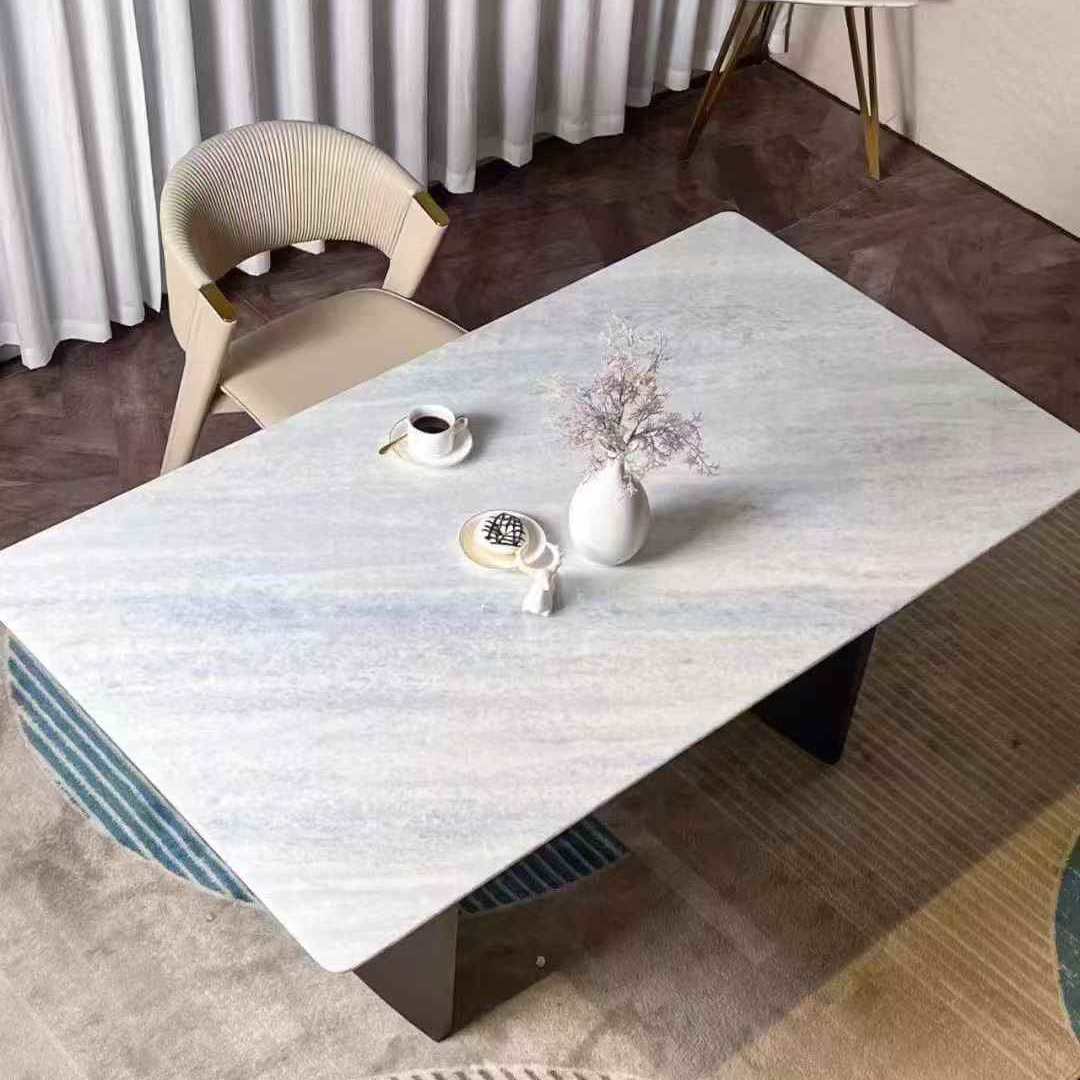 The blue crystal natural marble dining table, washbasin and countertop, luxury stone, bathroom background wall details Picture