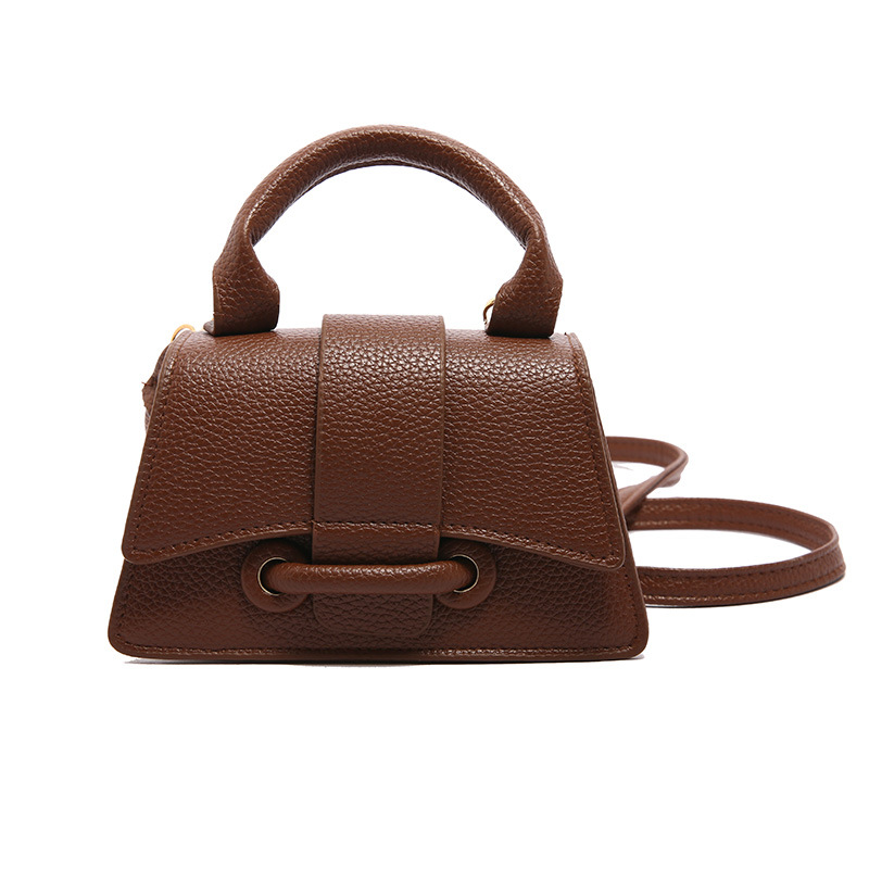 Solid color simple and elegant handbag, 2024 winter new ins single-shoulder crossbody bag, lychee pattern Korean-style small square bag Item Picture