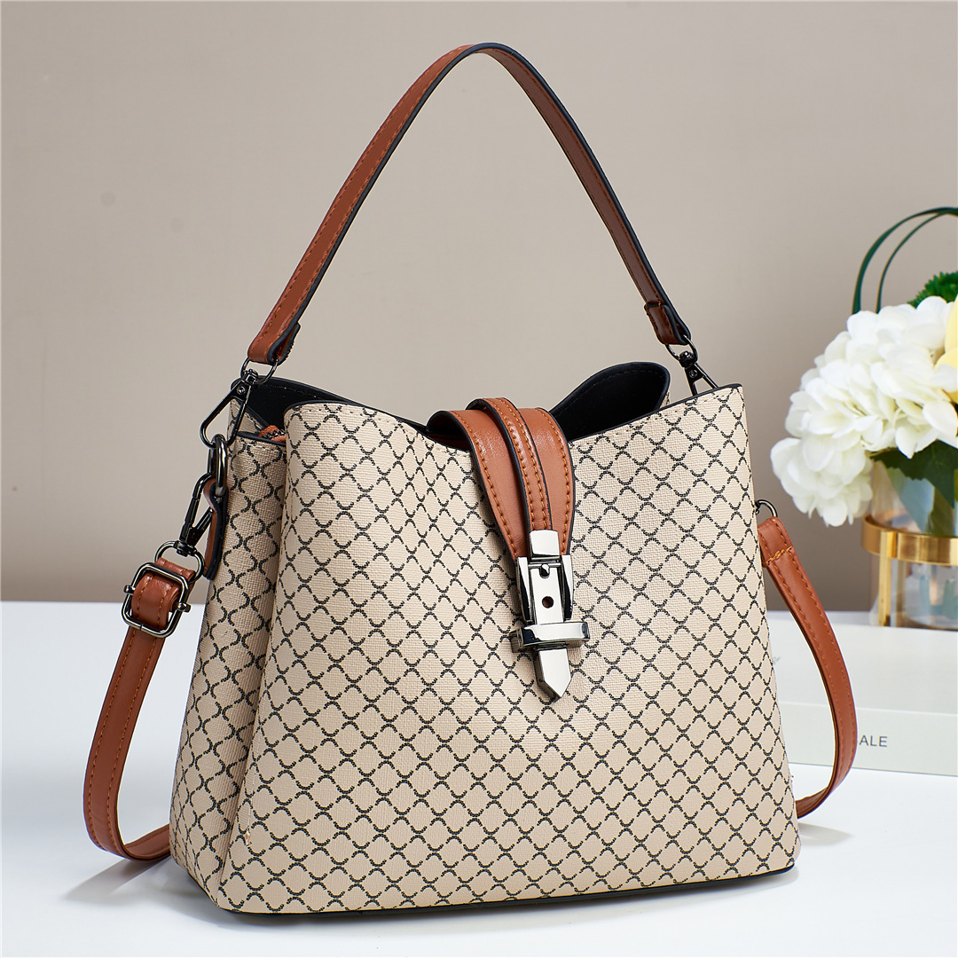 Bucket Bag 2022 New style, trendy and fashionable, large-capacity patterned women's bag, simple and versatile, single-shoulder crossbody bag, hand-carry full figure