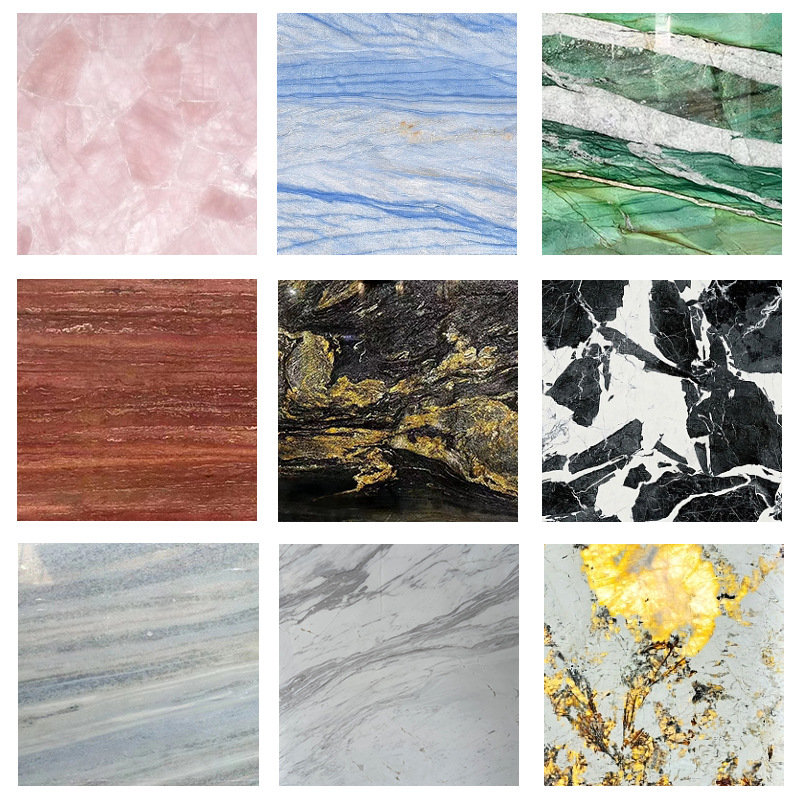 Natural marble sample, luxury stone sample, landscape painting patterned background wall, artificial quartz stone small sample board details Picture
