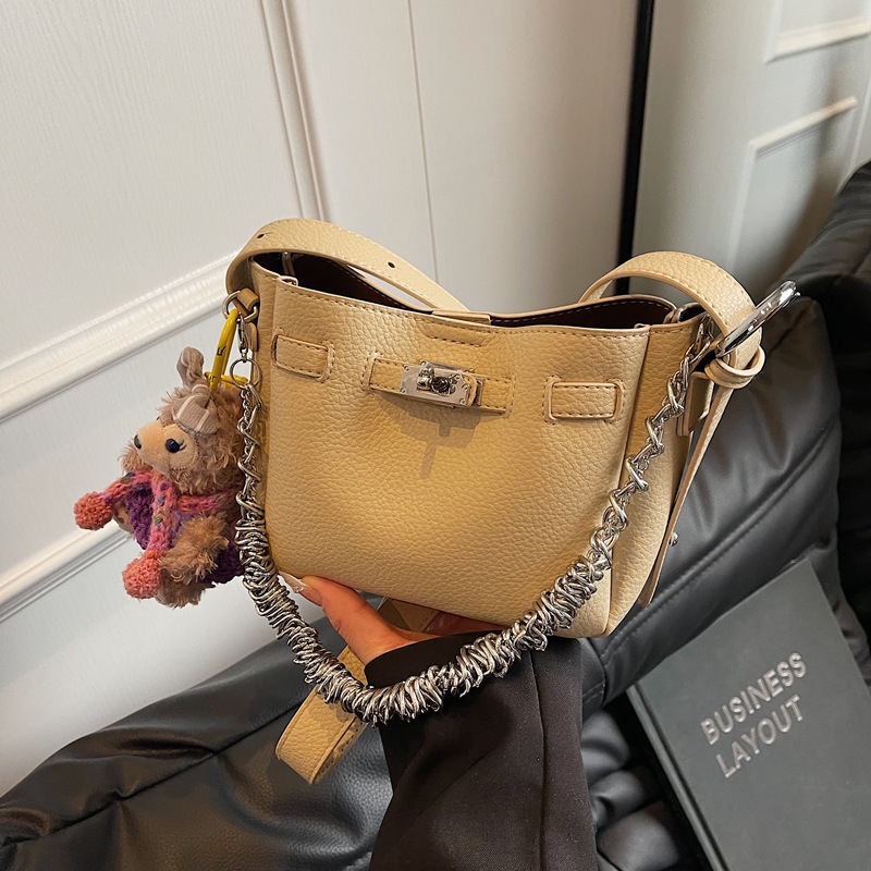 Cross-border high-end Kelly bag Women's Bag 2025 New style Niche chain hand-held buns Mother crossbody bag Bucket bag Specification drawing