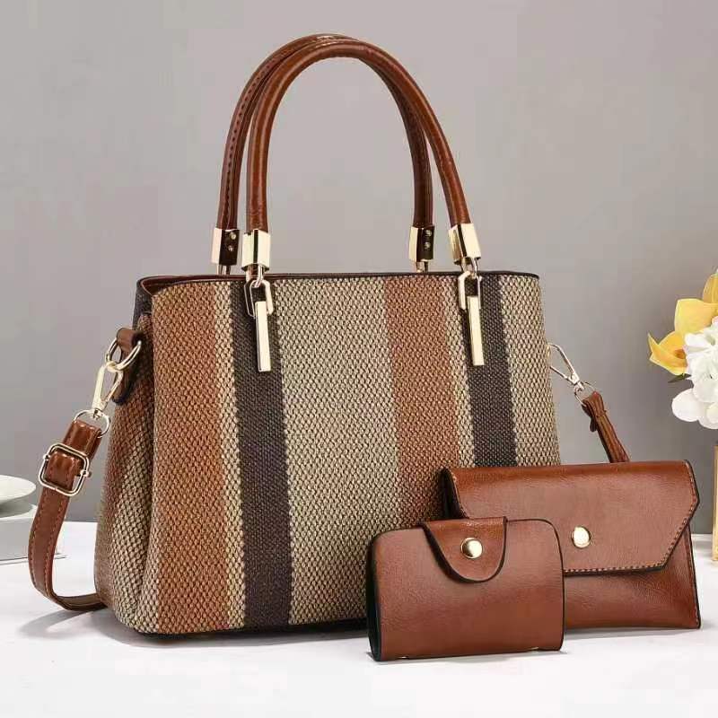 High-end, large-capacity new color-blocking canvas fashionable and trendy women's bags, cross-border single-shoulder bags, crossbody bags and handbags details Picture