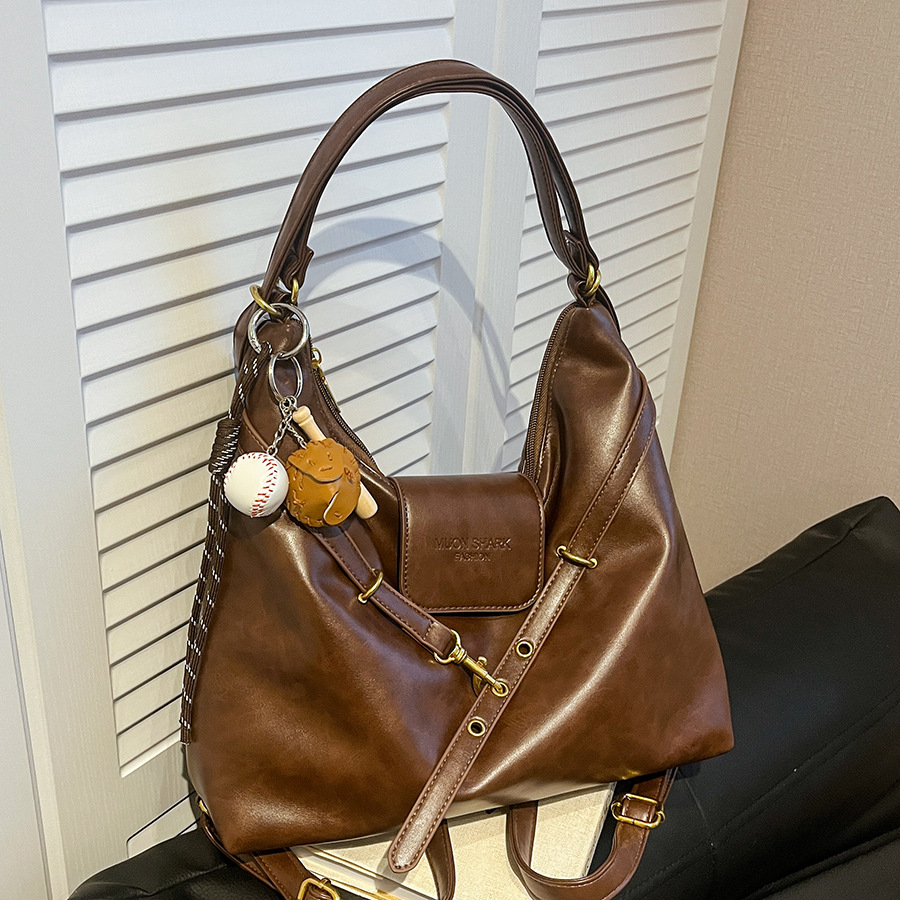 Retro commuter tote bag for women, large capacity 2024 new model, niche design, single-shoulder crossbody bag, lightweight backpack full figure