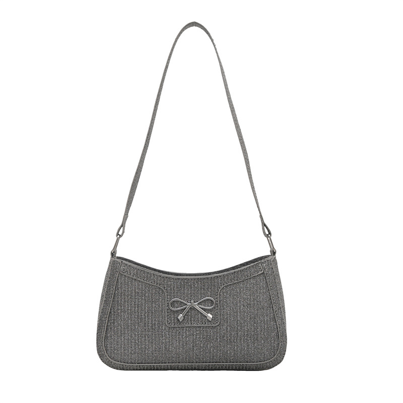 2025 Sweet Girl, simple spring crocodile pattern new simple, fashionable and stylish bow underarm single-shoulder bag Item Picture