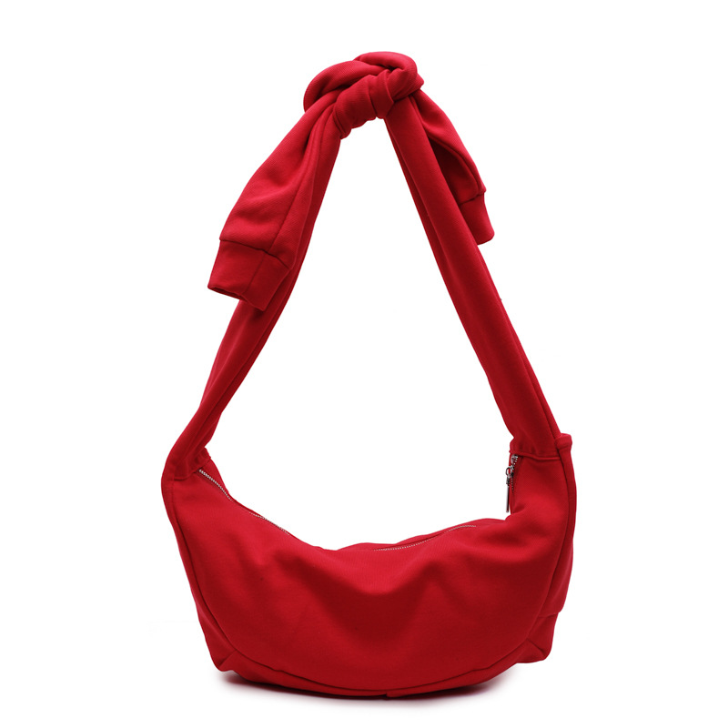 Korean niche dumpling bag for women, simple, casual, lightweight canvas bag, large capacity, wide shoulder strap, fashionable single-shoulder crossbody bag Item Picture