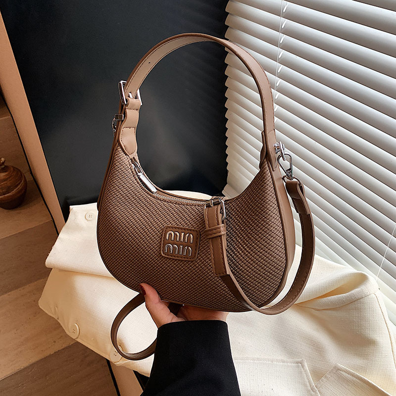 Retro small bag for women, 2025 new crescent-shaped dumpling bag, commuting crossbody bag, casual and versatile, hand-held armpit bag Specification drawing