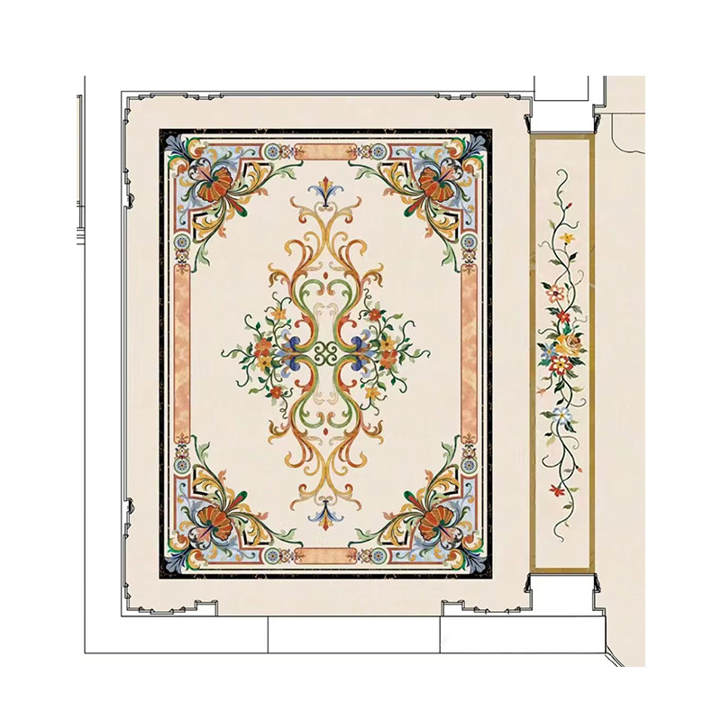 Wholesale European-style marble parquet floor for villas and hotel lobbies, light luxury waterjet parquet stone manufacturer Item Picture