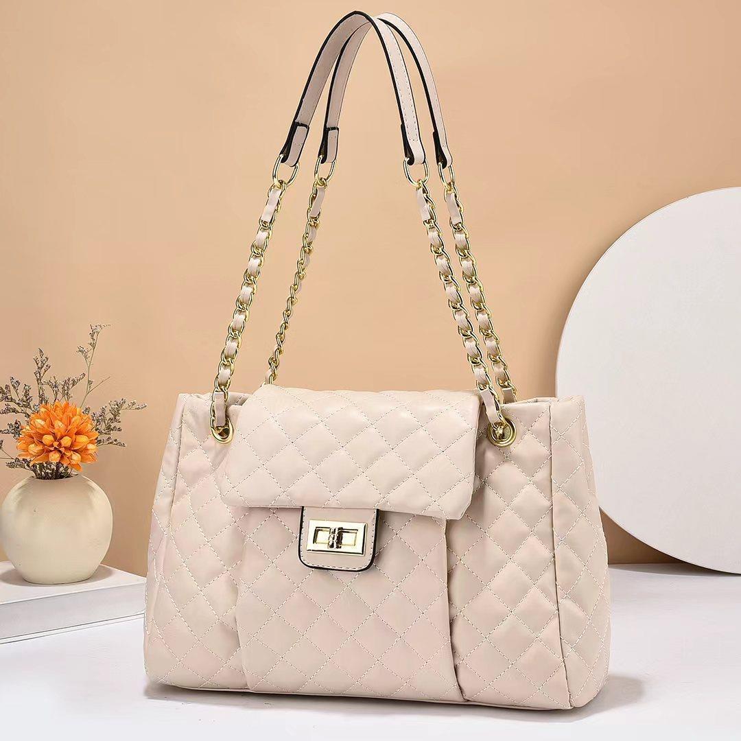 Xiaoxiang style high-quality women's bag, large bag 2025 new model, single-shoulder crossbody, solid color, simple embroidered thread, large capacity, cross-border Specification drawing