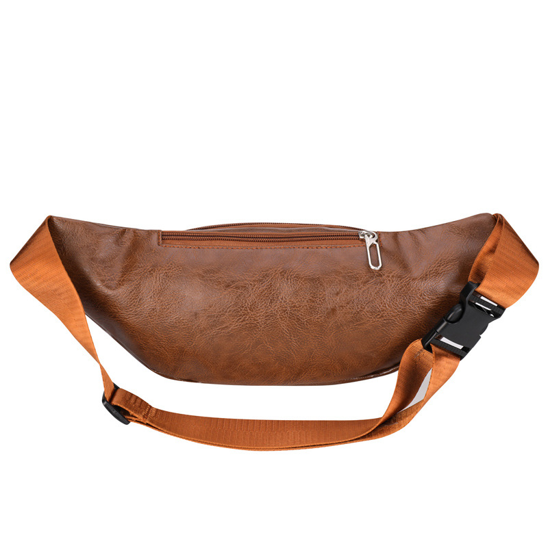 A variety of men's PU leather waterproof waist bags, business crossbody bags, casual and versatile crossbody bags, large-capacity cash register chest bags Item Picture