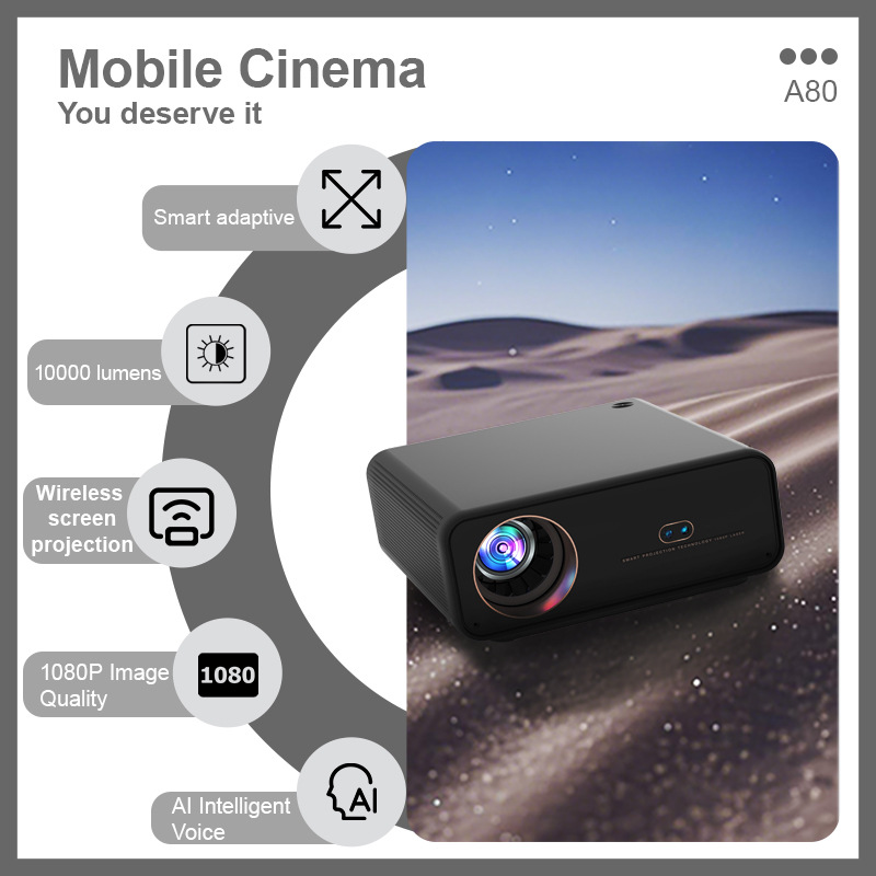 2025 New model projector: Hotel daytime high-brightness lumen, home theater, home bedroom wall projection 4K ultra-clear projection Specification drawing