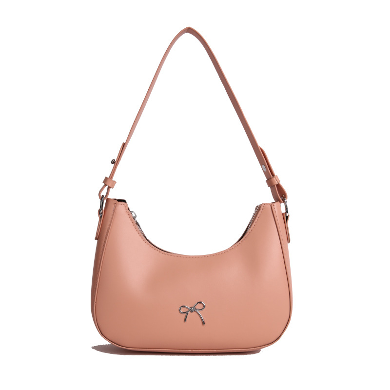 New fashionable solid-color bag with a 2025 texture. Casual bow dumpling bag, single-shoulder armpit bag, crescent bag Item Picture