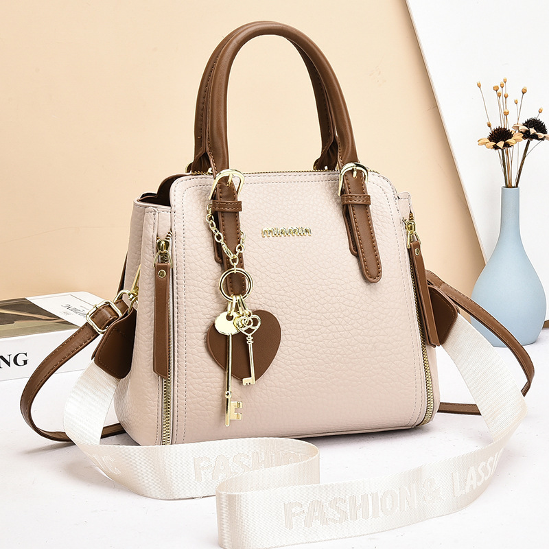 Solid color women's bag 2025 new style trendy Korean version, versatile and fashionable single-shoulder bucket bag, crossbody bag, women's handbag wholesale full figure