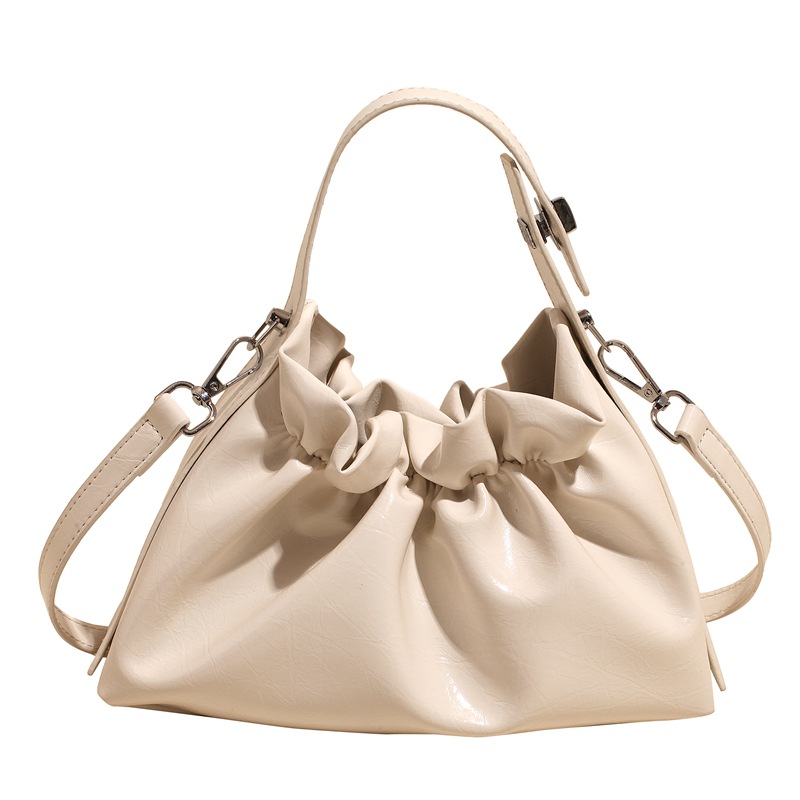 Cross-border 2025 New style pleated handbag, fashionable and trendy shoulder bag, versatile cloud bag, solid color simple crossbody bag Item Picture