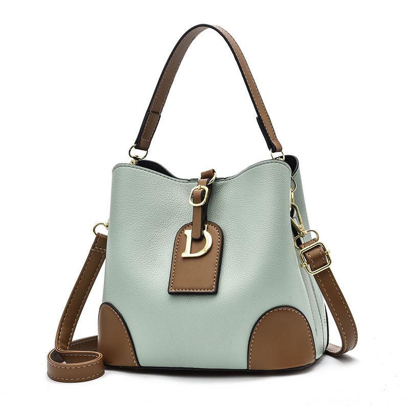 Ladies' bucket bag 2024 new retro color-blocking single-shoulder crossbody bag, Korean-style trendy, simple and elegant hand-held women's bag Item Picture