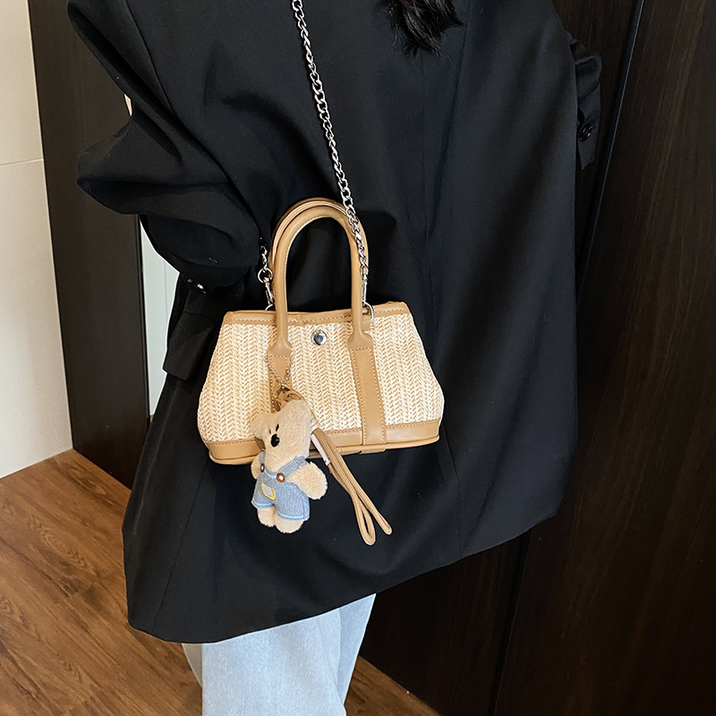 Fashionable patchwork woven handbag for women, new Spring/Summer 2025, trendy, versatile, casual, large-capacity single-shoulder crossbody bag Specification drawing