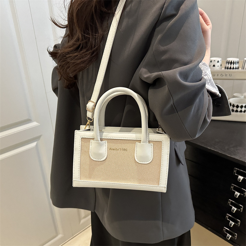 New color-blocking mother-and-child bag, canvas, fashionable single-shoulder crossbody bag, handbag, cross-border, elegant, versatile for ladies and moms details Picture