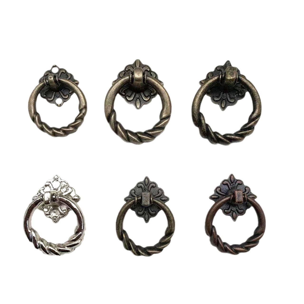 New Chinese-style antique zinc pull ring simple furniture cabinet door, circular zinc ring handle, drawer, traditional Chinese medicine cabinet, cabinet handle Item Picture