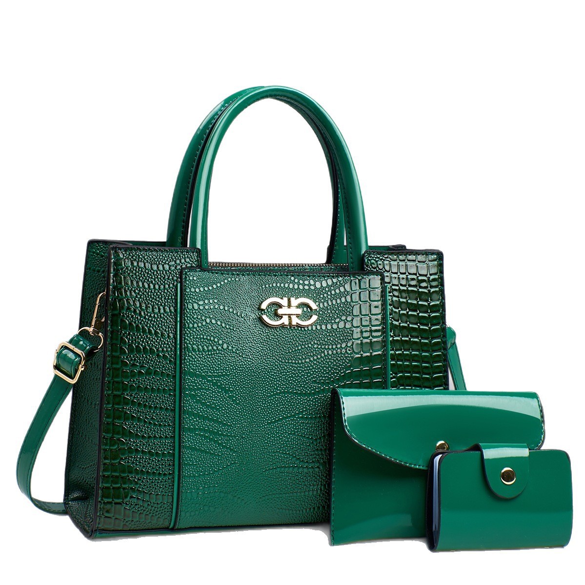 Cross-border export consignment of 2025 new crocodile-patterned mother and child bag three-piece set, high appearance level fashionable handbag crossbody bag Item Picture