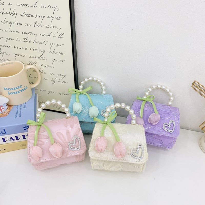 Children's small chanel-style single-shoulder crossbody bag, pearl girls' small bag, new little girls' coin purse, handbag, cross-border Specification drawing