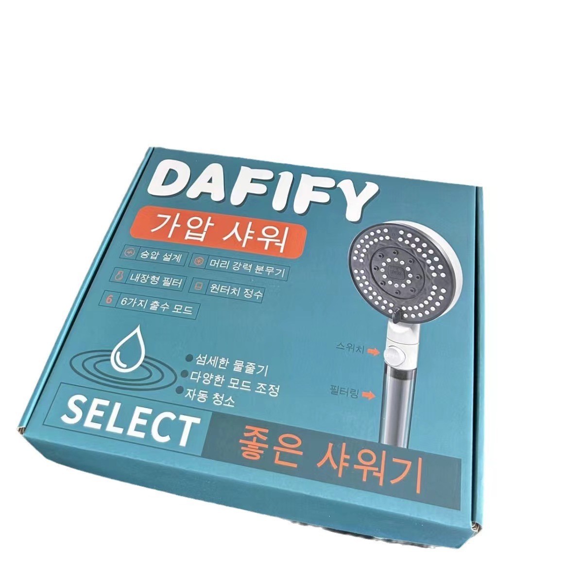 Six-speed pressurized showerhead gift box, multi-functional filter shower hose base, filter core, spray gun, pressurized showerhead set Item Picture