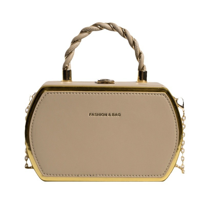Cross-border versatile chain bag, women's commuting small square bag, new simple handbag, contrasting color, single-shoulder crossbody box bag for women Item Picture