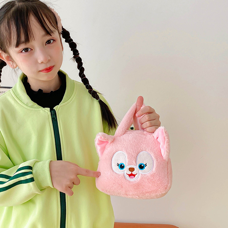 New cartoon cute plush claw machine bag, strawberry bear children's handbag, bag doll gift, coin purse, direct sales Specification drawing