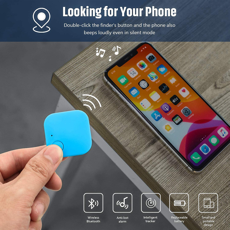 Square Bluetooth anti-loss finder, tracker, two-way alarm, key wallet, important item tracking and anti-theft device details Picture