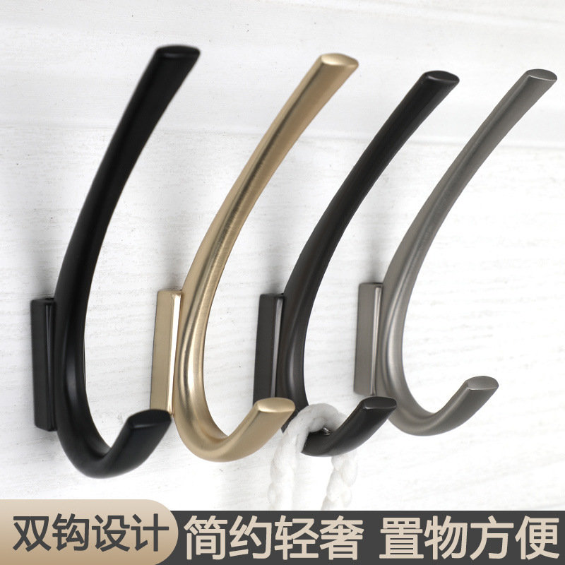 Simple single hook, black and silver, bathroom door, window, cabinet, coat hook, Nordic style, small coat hook behind the door, single hanging coat hook full figure