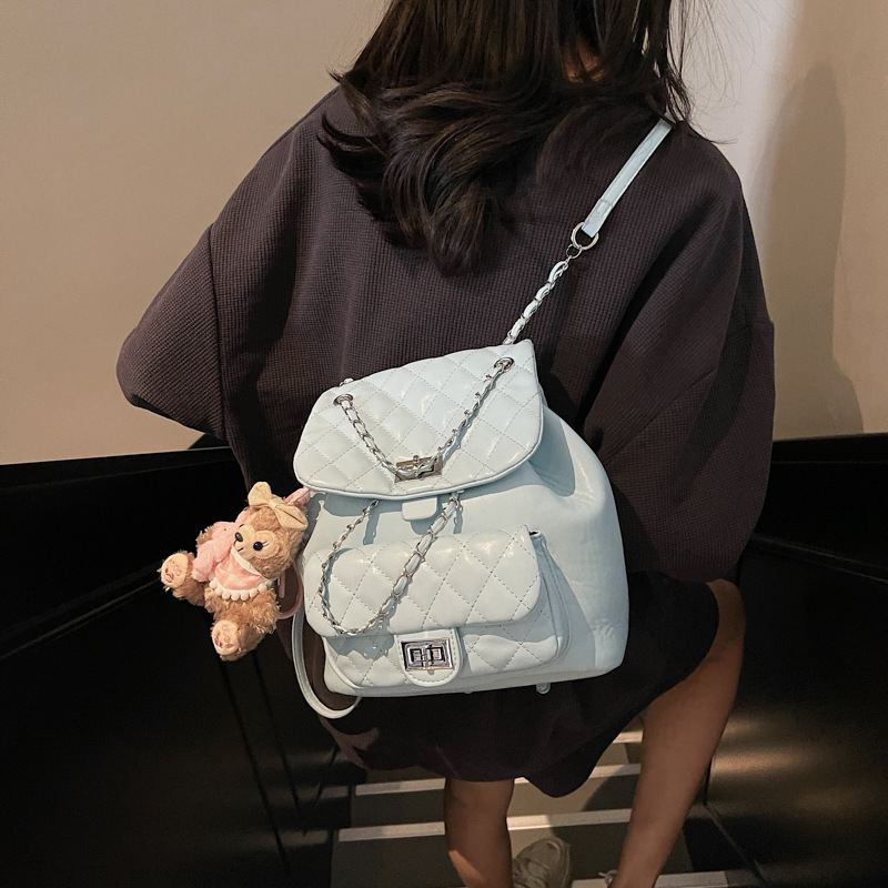 The 2025 new diamond-shaped chain chanel-style small backpack is a fashionable, trendy, versatile and lightweight backpack for women's travel Specification drawing