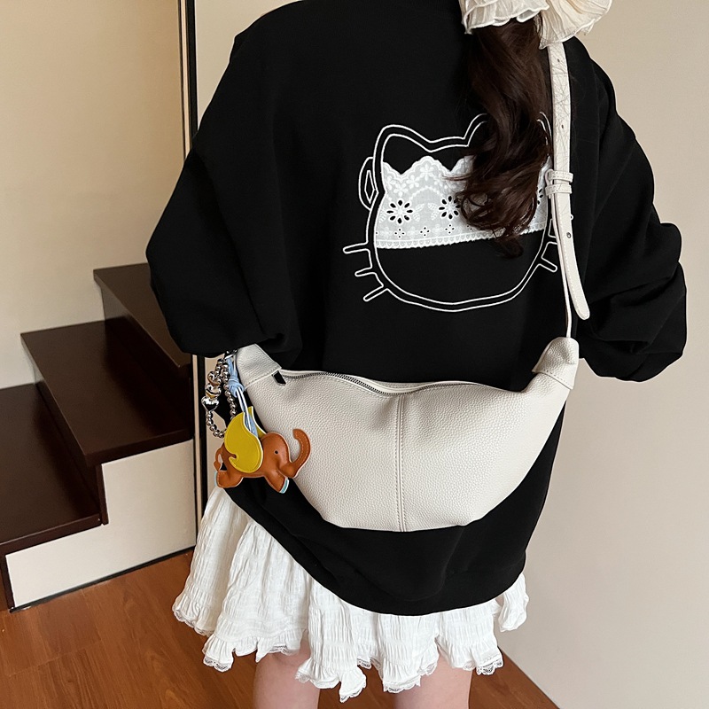 A small, exquisite and high-end soft-skin dumpling bag for women 2025 new lightweight and niche design solid color single-shoulder crossbody bag Specification drawing