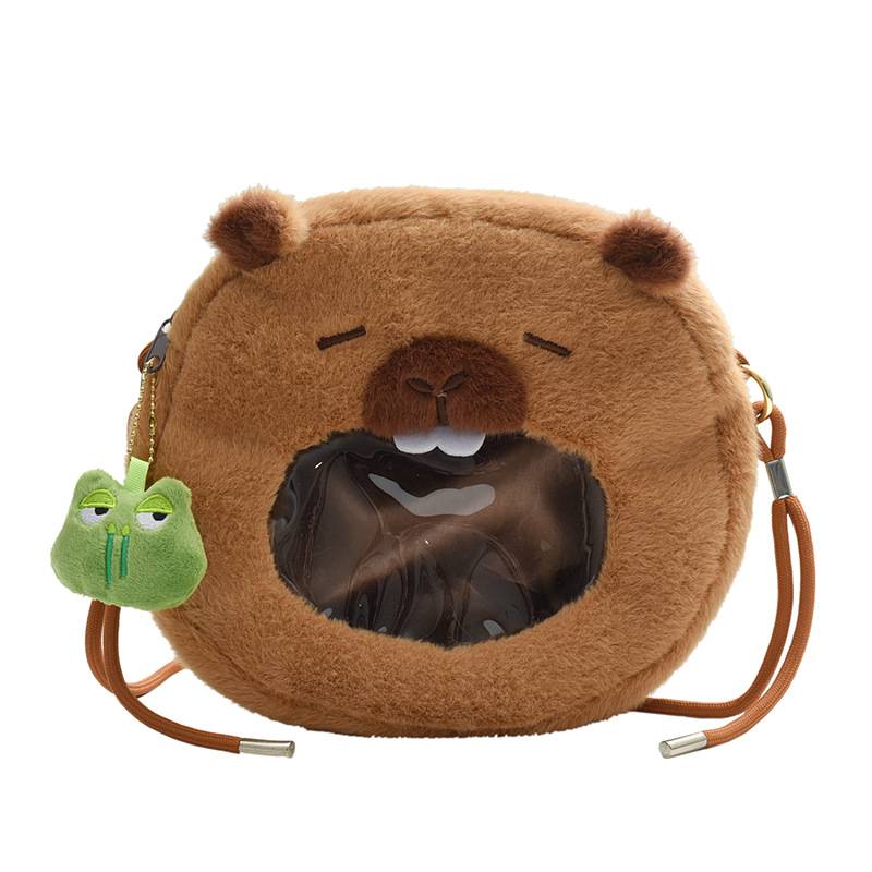 New Capibara see-through crossbody bag, girlish heart, loose change key bag, claw machine doll exchange factory wholesale Item Picture