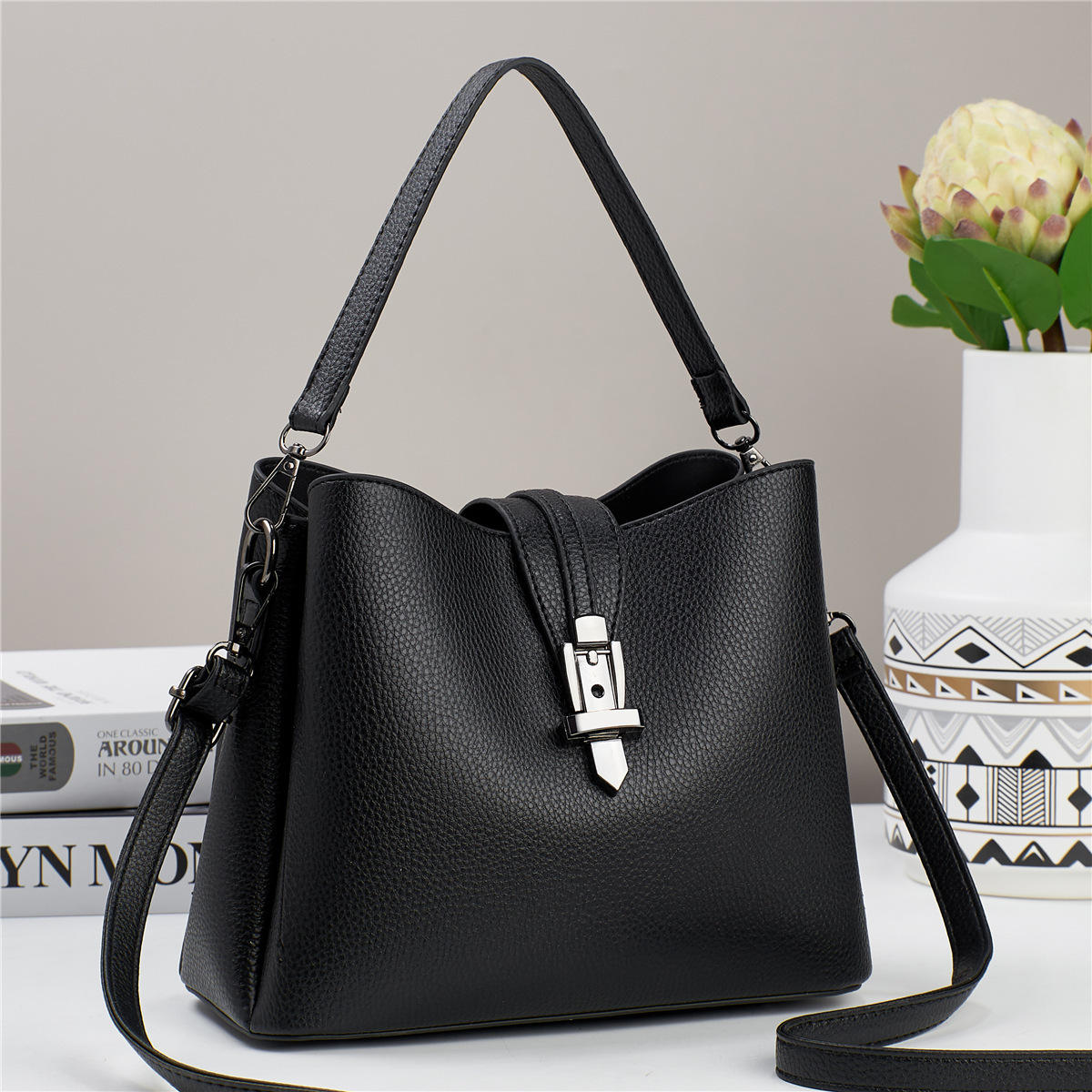 Manufacturer's foreign trade spring and summer stylish small bag for women, 2024 new Korean style, fashionable and versatile, trendy women's single-shoulder bucket bag details Picture