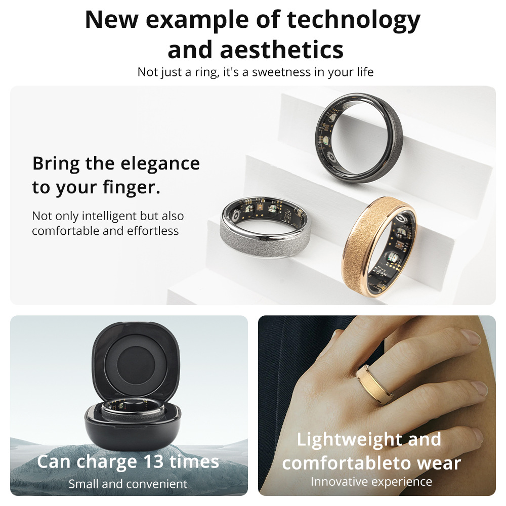 COLMI R10 smart ring with charging case, suitable for both men and women, health and sleep monitoring, 5ATM details Picture