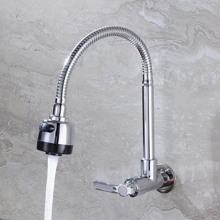 Universal faucet, kitchen wall-mounted single cooling universal sink faucet, kitchen stainless steel balcony faucet full figure
