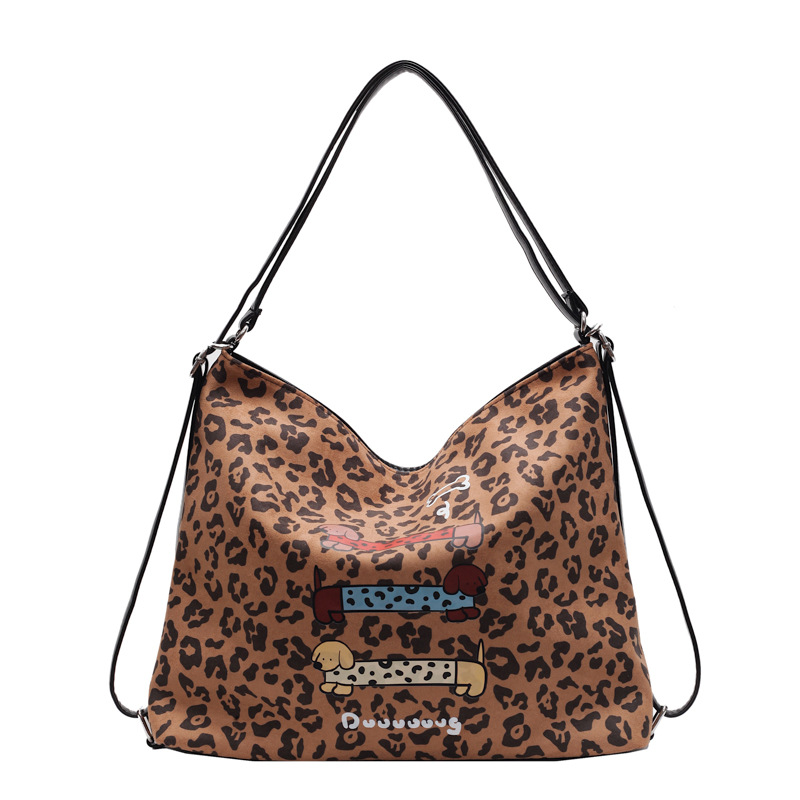 A large-capacity leopard print women's backpack for casual commuting in 2024, a fashionable and versatile single-shoulder tote bag Item Picture