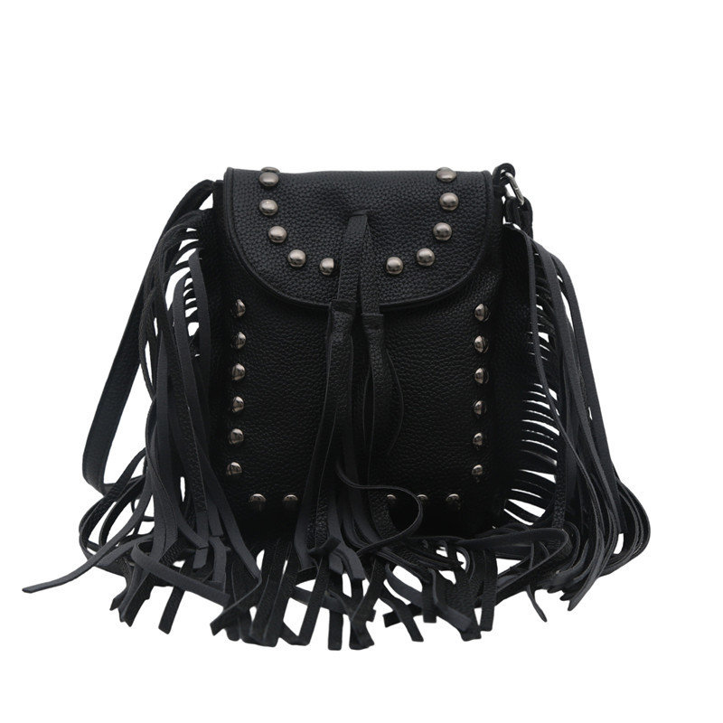 New 2025 tassel bag, retro tassel rivets, personalized mobile phone bag, versatile, single-shoulder crossbody small bag for women Item Picture