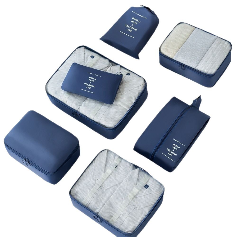 Travel seven-piece storage set, large-capacity portable storage bag, clothing, shoes and socks storage bag, underwear classification bag Item Picture