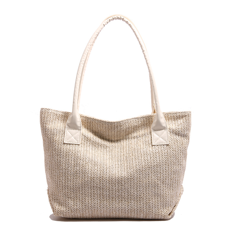 2025 Korean version hand-held woven bag Spring/Summer New style, fashionable and simple Tote bucket bag, women's large-capacity commuter bag Item Picture