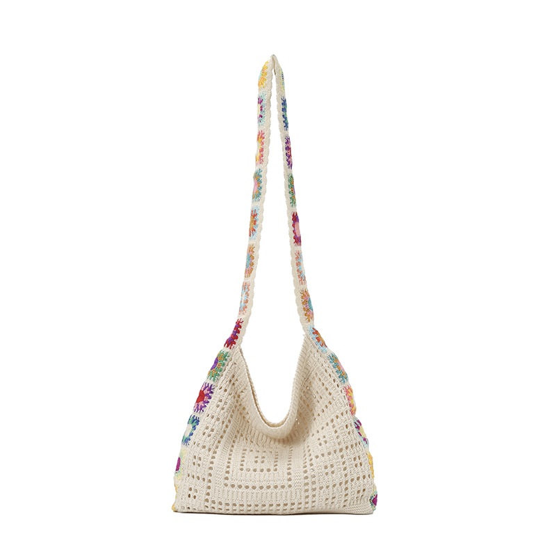 A new style of women's 2025 knitted woolen bag, a fashionable and trendy summer single-shoulder bag, a large-capacity commuter tote bag for going out Item Picture