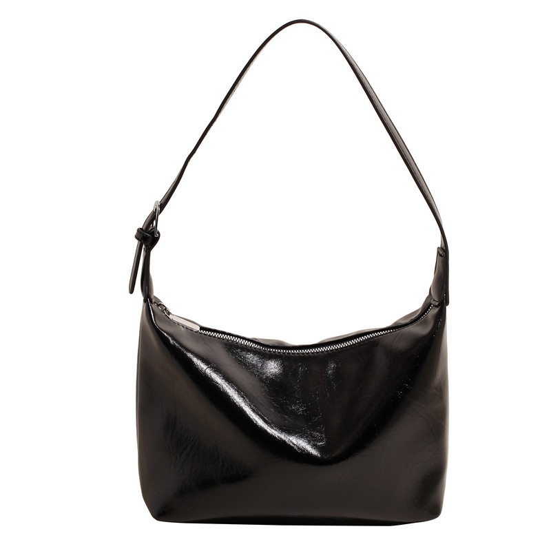 Fashionable and casual single-shoulder bag 2025 new style niche solid color underarm bag Shiny soft leather commuter bag trendy crossbody bag Item Picture