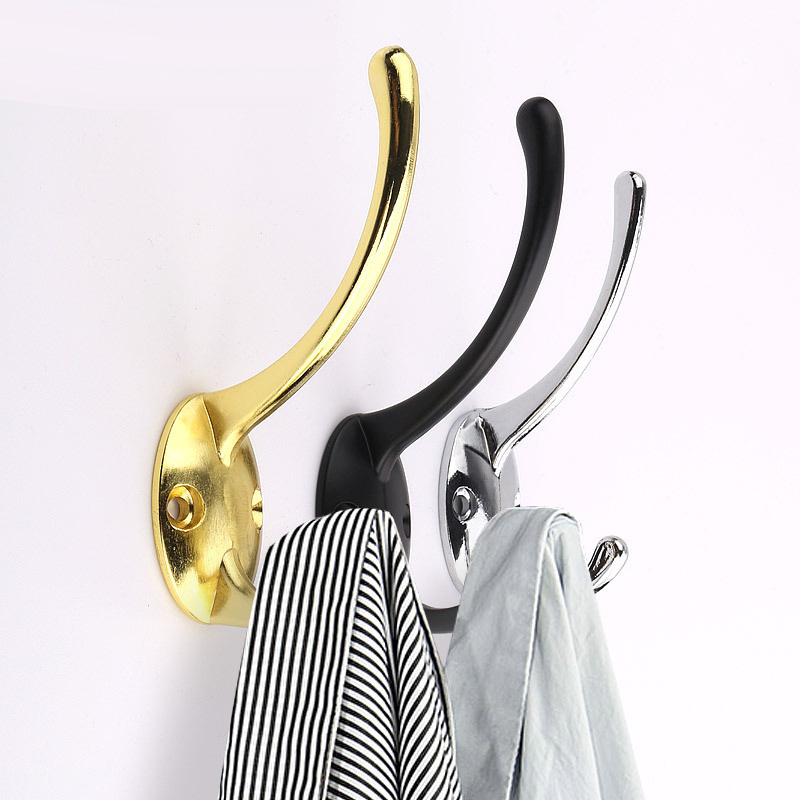 Wholesale of Xiangzhen door back zinc alloy upper and lower hooks, kitchen and bathroom towel hooks, wardrobe single hooks, solid coat and hat hooks details Picture