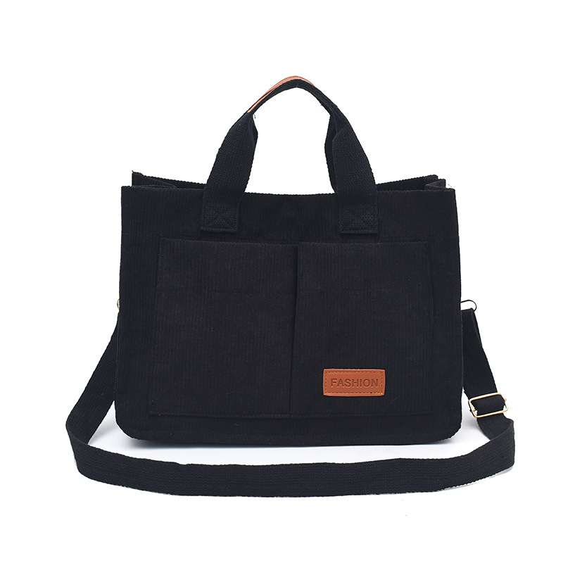 Corduroy large-capacity fashionable handbag, casual Korean-style hand-held crossbody bag, commuting bag, trendy tote bag for women Item Picture