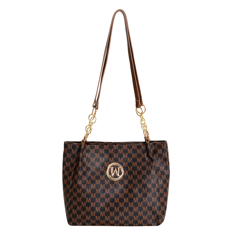 A new cross-border trendy and fashionable tote bag for women's commuting, a large-capacity, simple and retro printed women's bag Item Picture